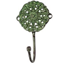 Antique Green Round Floral Wall Brass Decorative Hook